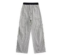 ZDSUHYIW Pantalones de ocio para hombre, largos a cuadros, pantalones de chándal holgados, pantalones deportivos para exteriores, ligeros, modernos, suaves, transpirables, Negro , L