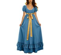 ZDSUHYIW Regency Jane Austen - Vestido de fiesta de estilo victoriano para mujer, azul, M