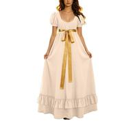 ZDSUHYIW Regency Jane Austen - Vestido de fiesta de estilo victoriano para mujer, beige, S
