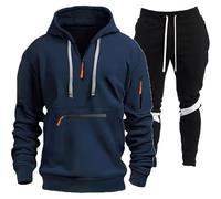 ZDSUHYIW Ropa deportiva para hombre con cremallera con capucha con pantalones deportivos de algodón para correr, chándal de entrenamiento, chándal para niños, pantalones de chándal para hombre