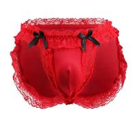 ZDSUHYIW Ropa interior de encaje para hombre Sissy Bragas de encaje tanga tanga erótica lencería para hombre calzoncillos calzoncillos calzoncillos de malla con volantes calzoncillos transparentes