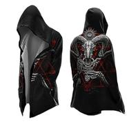 ZDSUHYIW Ropa medieval para hombre mitología nórdica 3D chaqueta con capucha vikingo tatuaje estampado Fenrir Odin cuervo vintage moda otoño chaqueta chaqueta de punto con capucha, Negro , L
