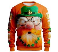 ZDSUHYIW St Patricks Day Sudaderas para hombre Suéter Lucky Saint Patricio Camiseta Sudadera para Día Irlandés Festival Ropa Linda Trébol Irlandés Camiseta de Manga Larga Santa Claus, naranja1, XXL