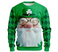 ZDSUHYIW St Patricks Day Sudaderas para hombre Suéter Lucky Saint Patricio Camiseta Sudadera para Día Irlandés Festival Ropa Linda Trébol Irlandés Camiseta de Manga Larga Santa Claus, verde, L