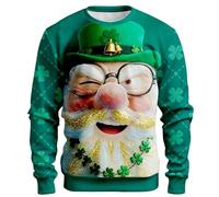 ZDSUHYIW St Patricks Day Sudaderas para hombre Suéter Lucky Saint Patricio Camiseta Sudadera para Día Irlandés Festival Ropa Linda Trébol Irlandés Camiseta de Manga Larga Santa Claus, verde1, XL
