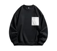ZDSUHYIW Sudadera para hombre con parche, sudadera de moda para tiempo libre, cuello redondo, sudaderas de invierno, corte holgado, camiseta de manga larga, sin capucha, sudadera de un solo color