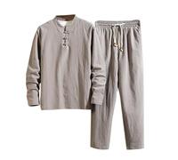 ZDSUHYIW Traje de artes marciales para hombre Color sólido chaqueta y pantalón tradicional chino artes marciales de manga larga entrenamiento ropa de ocio Tai Chi Qigong Wing Chun Shaolin Wushu