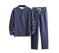 ZDSUHYIW Traje de artes marciales para hombre Color sólido chaqueta y pantalón tradicional chino artes marciales de manga larga entrenamiento ropa de ocio Tai Chi Qigong Wing Chun Shaolin Wushu