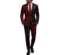 ZDSUHYIW Traje de Halloween para hombre, traje sangriento, corte ajustado, moderno, 2 piezas, corte normal, elástico, Beuqem, traje de boda, traje de sakko, pantalones, trajes de esmoquin, traje de