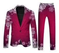 ZDSUHYIW Traje de Navidad para hombre, blazer estampado de Navidad, moda de moda, traje de hombre, 2 piezas, chaqueta de Navidad, pantalones de traje, traje de Papá Noel, traje de árbol de Navidad