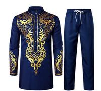 ZDSUHYIW Traje para hombre del Medio Oriente con pantalones - Thobe de manga larga para hombre musulmán, kaftan suelto de Dubai, kaftan árabe, ropa islámica para hombre, disfraz africano Dashiki para