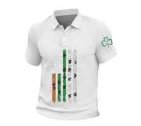 ZDSUHYIW Waffel Polo para hombre con trébol de San Patricio con solapa, moderno, irlandés, festivo, carnaval, disfraz, impresión 3D, camiseta deportiva, disfraces, carnaval, Blanco, 4XL