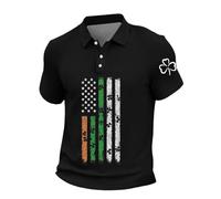 ZDSUHYIW Waffel Polo para hombre con trébol de San Patricio con solapa, moderno, irlandés, festivo, carnaval, disfraz, impresión 3D, camiseta deportiva, disfraces, carnaval, Negro , XXL