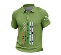 ZDSUHYIW Waffel Polo para hombre con trébol de San Patricio con solapa, moderno, irlandés, festivo, carnaval, disfraz, impresión 3D, camiseta deportiva, disfraces, carnaval, Verde militar, M