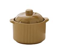 ZDUD Ceramic Soup Bowl with Lid, Baking Bowl, High-Temperature-Resistant Round Casserole Dishes with Lid, Pudding and Dessert, Clay Cooking Pots, Soup for soups, Noodles and Salads(Brown)