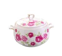 ZDUD Ceramic Soup Bowl with Lid,Serving Bowls with Double Handles, Round Tureen Dish, Ceramic Bowl for Restaurant, Home, Kitchen Decoration