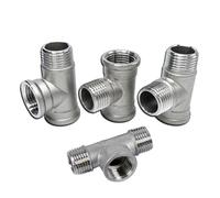 ZDVHOMCB 1pc 304 Stainless Steel Male to Femlae Fitting 1/4-2 Inch FFM FMF MMF MFM 3 Ways tee Type Water Pipe SS304 Joint Connector(MMF,3/8")