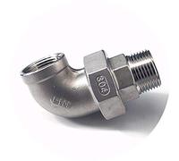 ZDVHOMCB 304 Stainless Steel Elbow 1/4" 3/8" 1/2" 3/4" 1" 1-1/4" 1-1/2" 2" BSPT Female Male Live Joint Water Gas Oil Water Pipe Fittings(F-M Live Joint,1/4")