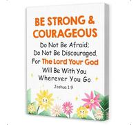 ZDVHOMCB God's Love and Courage Canvas for Children - Inspirational Christian Nursery Art with Bible Verses about Strength and Kindness Framed,08x12inch(20x30cm)