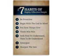 ZDVHOMCB Personal Development Educational Poster - 7 Habits of Effective People Book Summary for Success, Office & Study Room Wall Art Decor Framed,08x12inch(20x30cm)