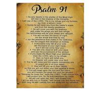 ZDVHOMCB Psalm 91 Scripture Print, Bible Quote Canvas Wall Art, Christian Gift for Home, Office Decor, Church & Wedding Present Framed,16x24inch(40x60cm)