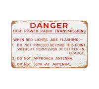 ZDVHOMCB School High Power Radio Transmission Danger Metal Sign Retro Garage Decor Workshop Wall-Art Industrial Style Warning Plaque 8 X 12 in