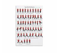 ZDVHOMCB The Art of Tai Chi Wall Decor - Canvas Print Featuring Foundational Movements and Flowing Postures, Cultural Art for Meditation Space or Serene Home Framed,16x24inch(40x60cm)