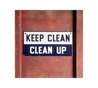 ZDVHOMCB Vintage 1920s Keep Clean Sign Metal Tin Sign Industrial Workshop Signage Clean Up After Yourself Wall Decor for Factory Garage 8 X 12 in