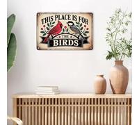 ZDVHOMCB Vintage Bird Lover Tin Sign Birds Welcome This Place Is for The Birds Metal Sign For Garden Yard Porch Home Decor 8 X 12 inch