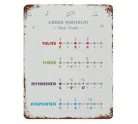 ZDVHOMCB Vintage Music Theory Chord Chart Tin Metal Sign Guitar Formulas Retro Wall-Art for Studio Practice Room Decor 8 X 12 Inch