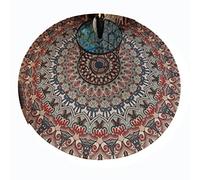 ZDW Round Vintage Rug Traditional Carpet Soft Short Pile Mat Non Slip Classic Oriental Runner Bedroom Hallway Bordered Area Rugs/120 * 120 cm