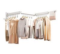 ZdwCyl Percha de Ropa montada en la Pared, Estante de Secado de Ropa, Soporte de Pared, Estante de Secado de Ropa, Perchero retráctil, Plegable (Triple), con Agujeros y Clips Resistentes al Viento,