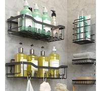 ZDXY Organizador de ducha adhesivo, paquete de 5 organizadores de baño de acero inoxidable con gran capacidad, estantes sin taladrar para almacenamiento de baño y decoración del hogar