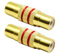zdyCGTime 2 adaptadores de Audio chapados en Oro,RCA Hembra a RCA Hembra Adaptador A/V Joiner Video y Audio Acoplador Adaptador de Metal.(Dorado)