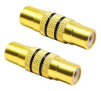 zdyCGTime 2 adaptadores de Audio chapados en Oro,RCA Hembra a RCA Hembra Adaptador A/V Joiner Video y Audio Acoplador Adaptador de Metal.(Dorado)