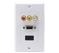 zdyCGTime 3RC HDMI+VGA - Placa de Pared con componentes HDMI Compuesto de Audio y vídeo para Montaje en Pared, Color Blanco (3RCA&HDMI&VGA)