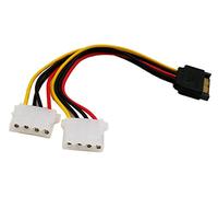 zdyCGTime 6 Pulgadas SATA de 15 Pines Macho a Doble lp4 Molex de 4 Pines Hembra IDE Disco Duro Adaptador de Cable conversor, Clavija Macho a Hembra para 12 V/5 V IDE HDD DVD