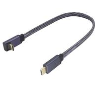 ZdyCGTime 60W3A USB 3.1C cabeza movida hacia arriba de 90 grados, USB C banda de 10 Gbps alambre de tejido, transmisión de vídeo 4 K60 hz, teléfonos móviles (30 cm) (Male to Male to Male Upward Bend