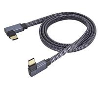 ZdyCGTime 60W3A USB 3.1C cabeza movida hacia arriba de 90 grados, USB C banda de 10 Gbps hilo de tejido, transmisión de vídeo 4 K60 hz, teléfonos móviles (30 cm) (Male to male bend left and right, 100