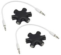 zdyCGTime Adaptador de Auriculares de Audio estéreo de 3.5 mm, compartidor de música de Auriculares de Divisor Hembra de 3.5mm 6 Puertos, Conector con Cable de Enchufe estéreo M/M de 3.5 mm.