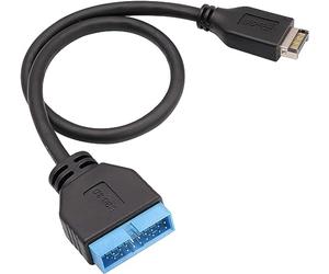 zdyCGTime Adaptador de cable de extensión USB 3.1 de panel frontal a USB 3.0 de 20 pines, compatible con ASUS/STRIX Z270I/Z270G, etc. (30 cm/negro)