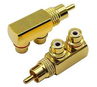 zdyCGTime Adaptador Divisor RCA Macho a 2 Conectores RCA Hembra de Audio y vídeo (Conector Macho Macho Chapado en Oro, 2 Unidades)