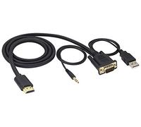 zdyCGTime Adaptador Full HD 4k 1080P HDMI macho a VGA macho con cable USB/3.5mm,interfaz chapada en oro cable de audio y video hdmi vga,Compatible con laptop,proyector,HDTV,monitor.(1M/1Piezas)