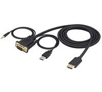 zdyCGTime Adaptador HDMI macho a VGA macho con cable USB/3.5mm,Cable convertidor de audio y video Full HD 4k 1080P HDMI VGA,Compatible con laptops,HDTV,proyectores,PC,DVD,monitor.(1,5M/1pieza)