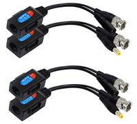 zdyCGTime Balun HD Cat5 RJ45 a BNC Video Baluns Transceptor pasivo con Conector de alimentación para 720P 1080P 3MP 4MP 5MP HD-CVI/TVI/AHD/CVBS/960H cámara (2 Pares)