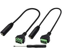 zdyCGTime Cable Conector de 3,5 mm para terminales de Tornillo (1/8 Pulgadas), 3,5 mm TS Mono Hembra a 2 Pines Hembra, Tornillo AUX, Cable Adaptador Tipo Auriculares.(30 cm/2 Paquetes)