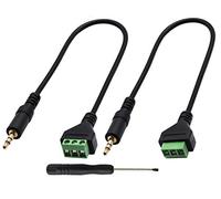 zdyCGTime Cable Conector de 3,5 mm para terminales de Tornillo (1/8 Pulgadas), 3,5 mm TS Mono Macho a 2 Pines Hembra, Tornillo AUX, Cable Adaptador Tipo Auriculares.(30 cm/2 Paquetes)