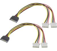zdyCGTime Cable de alimentación uno en Dos SATA de 15 Pines a 2 de 4 Pines Molex,Divisor en Y de Disco Duro SATA 15P a 4P IDE,para DVD de 12V/5V IDE HDD.(30cm/2 Piezas)