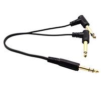 zdyCGTime Cable de audio de 90 grados chapado en oro con 3 secciones de 6,35 mm a 2 secciones de 6,35 mm,Cable divisor de audio y vídeo de 6,35mm macho a 2 6,35 macho.(30cm)