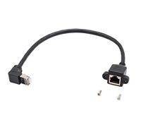 zdyCGTime Cable de extensión de Red LAN RJ45 CAT6, ángulo de 90 Grados, RJ45 A Macho a A Hembra, Cable de extensión de Montaje de Panel de Tornillo.(hacia Arriba),Negro Upward